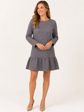 Sail To Sable STS Gray Textured Long Sleeve Ruffle Hem Dress Size M